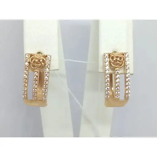 Золоті сережки Родинні коштовності з фіанітами. 1720385 - фото 3