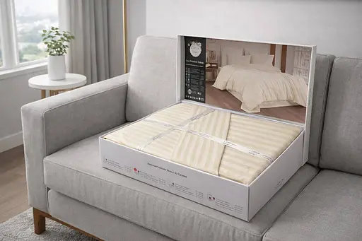 Комплект постельного белья евро 200х220 сатин кремовый TC303376207 - фото 2