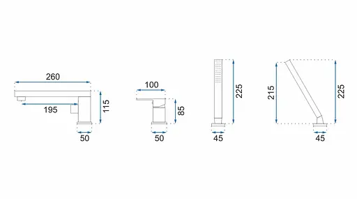 Смеситель для ванны Rea Glen gold трехкомпонентный на борт ванны REA-B6631 Золотой - фото 2