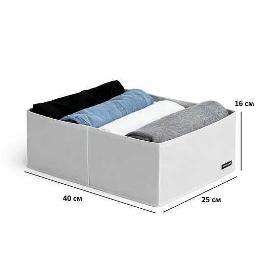 Короб  ORGANIZE  для вертикального зберігання на два відділи (білий) - фото 5