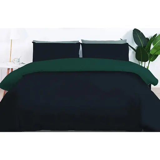 Комплект постільної білизни Versailles VS-BS2.0-201 двоспальний сатин чорний-смарагд (147067)
