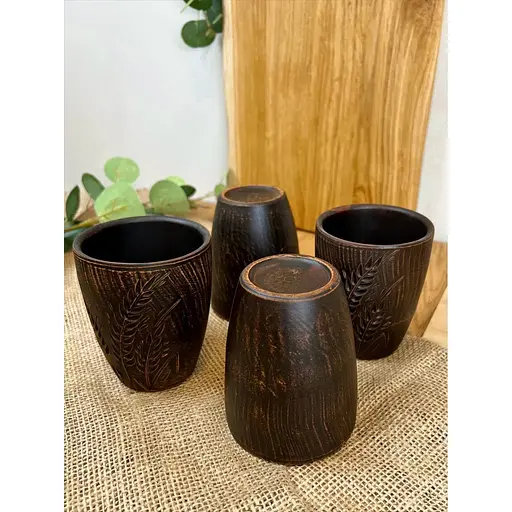 Склянка 0.4 літра керамічний (глиняний) різьблений Колосок - фото 6