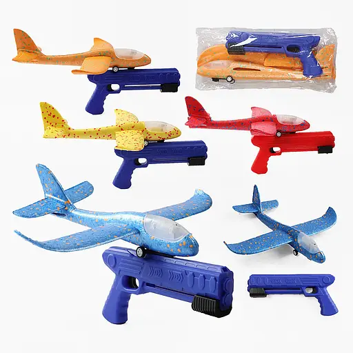 Пистолет с запуском C 70878 Самолёт, на колёсах, механический принцип работы, подсветка, в пакете (6900067708786) Микс - фото 1