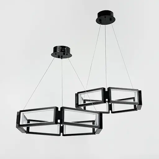 Люстра із підвісним чорним кільцем з прямокутників Ø 45 см | Арт. MJ 235-500 | Line F - фото 2