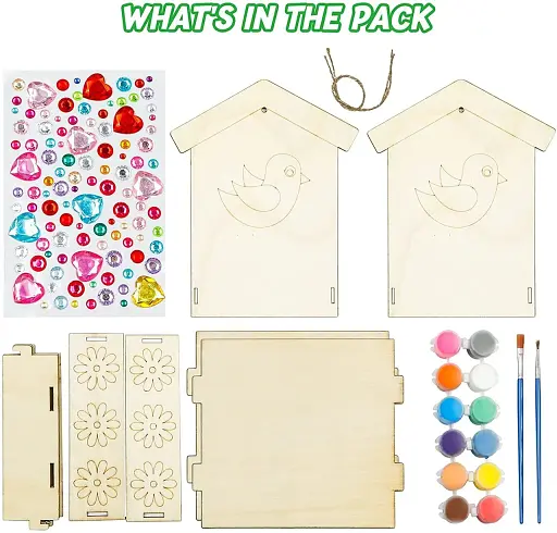 Набор деревянное гнездо, деревянный домик для птиц DIY граффити ручная работа собранный - фото 5