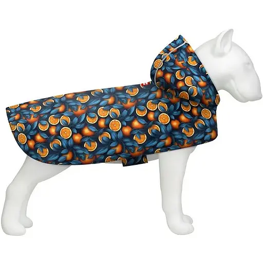 Дощовик-накидка з капюшоном для собак Waudog Clothes, малюнок "Апельсини", XS, А 26-29 см, B 32-41 см, С 21-26 см
