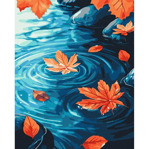 Картина по номерам на подрамнике Brushme Золотые листочки на воде
