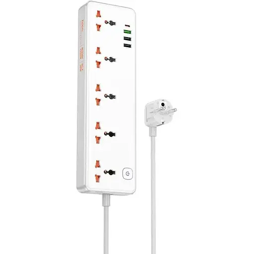 Сетевой удлинитель Hoco AC14A Rico 5-position socket(PD30W/1C3A) белый - фото 1