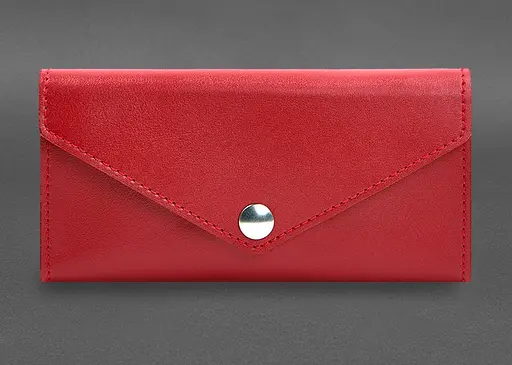 Кожаный клатч (портмоне) на кнопке 5.0 красный краст - фото 1