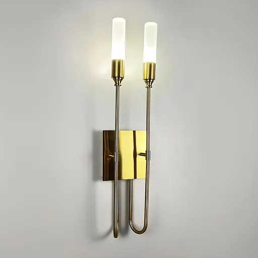 Подвійне бра в корпусі латунь з видовженими плафонами 68х18 см Line F Арт. W1824/2 AB - фото 3