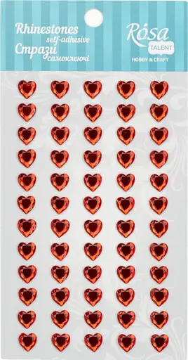 Стрази самоклеючі Серця Червоні 8мм 60шт Rosa Talent - фото 1
