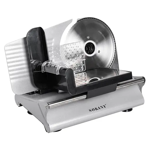 Слайсер електричний Sokany SK-446 500 Вт професійна скибкорізка для м'яса та продуктів Сріблястий - фото 3