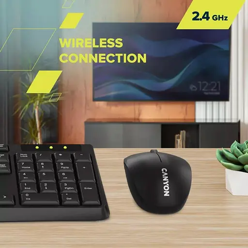 Комплект (клавиатура и мышь) CANYON SET-W01 Keyboard+Mouse Wireless Black - фото 6