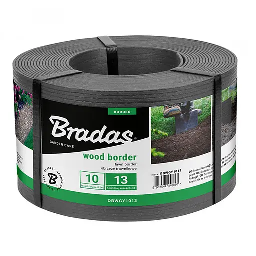 Бордюр рівний газонний Bradas WOOD BORDER 130 мм х 2,8 мм х 10 м сірий OBWGY1013 - фото 1