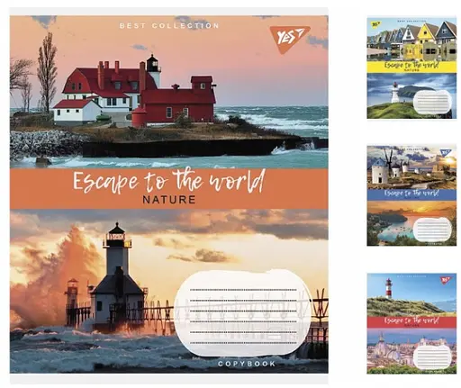 Зошити учнівські 96 аркушів лінія Yes Escape to the world, 5 шт. в упаковці