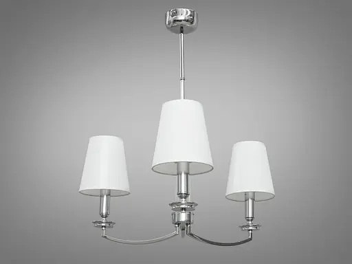 Люстра с тканевыми абажурами выполнена в классическом стиле на три лампы. - фото 1