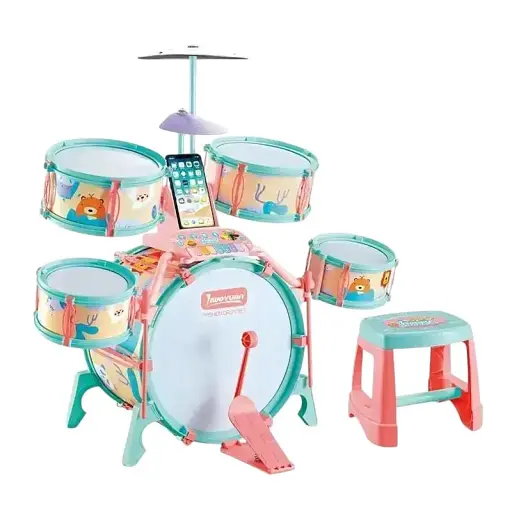 Детская барабанная установка M 33 C/D-1 – 5 барабанов, стул, аксессуары, в коробке
