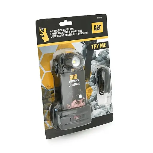 Ліхтар налобний CAT CT4305, 800LM, 3 режими, живлення від 2*26650, Blister