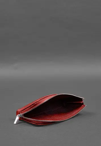 Кожаный портмоне-купюрник на молнии 14.0 красный - фото 6