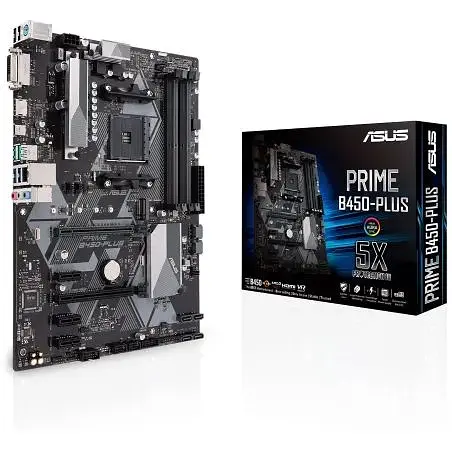 Материнская плата Asus Prime AM4 (B450) B450-PLUS, B450, 4xDDR4, CrossFire, Int.Video(CPU), 6xSATA3, 1xM.2, 1xPCI-E 16x 3.0, 1xPCI-E 16x 2. ALC887-VD2, RTL8111H, 6xUSB3.1/8xUSB2.0, DVI-D/HDMI, ATX - фото 2