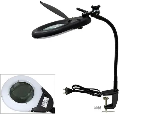 Лупа-лампа 5 диоптрий 130 мм с LED-подсветкой на струбцине ZD-129B - фото 4