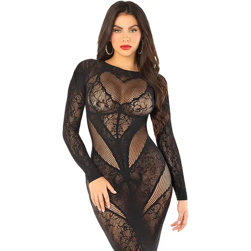 Сукня Leg Avenue Lace and Net Bodycon Gown One Size - фото 2