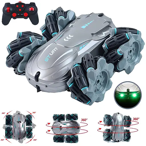 Радиоуправляемая машина Stunt Elves. Разворот на 360. Оборотень трюковый. Вездеход на пульте. Серебристый