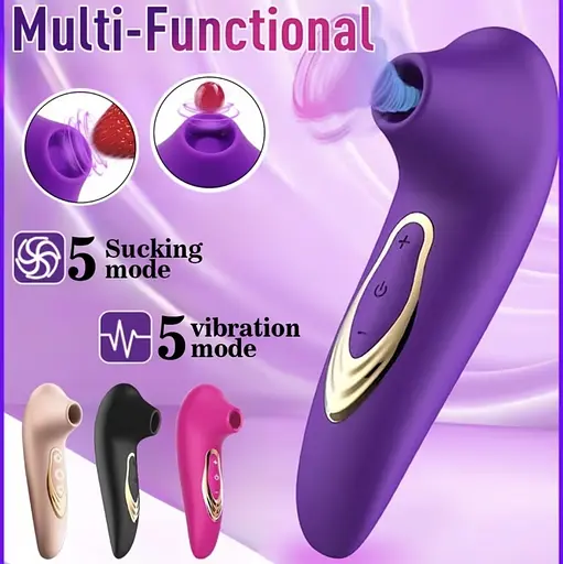 Премиум вибратор для клитора с присоской, стимулятор сосков, 10 режимов вибрации фиолетовый - фото 5