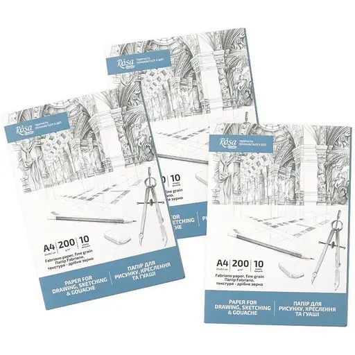 Папка для рисунку та креслення Rosa Studio А4 21х29.7см 200г/м2 10л Дрібне зерно - фото 2