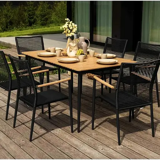 Комплект садовой мебели Di Volio Breno 6+1 черный/бежевый - фото 2