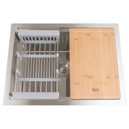 Кухонна мийка з нержавіючої сталі 1.5 мм під стільницю Nett NS-5742, Нержавіюча сталь - фото 6