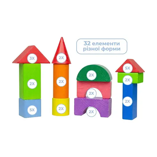 Деревянный конструктор Строительный набор Igroteco 900750 32 детали - фото 2