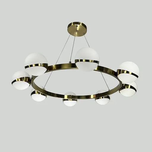 Элегантная латунная кольцевая люстра на 8 плафонов Ø 80 см | Ст. SG 51/8 AB+WT | Line F - фото 6