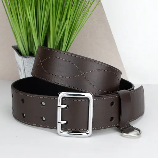 Ремень мужской кожаный широкий коричневый JK-5080 (120 см) - фото 1