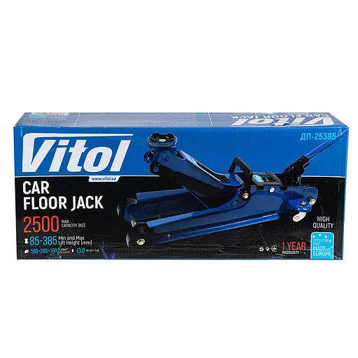 Домкрат гідравлічний підкатний Vitol 2.5т 85-385 мм з низьким підкатом 14.5 кг в коробці (DP-25385) - фото 6