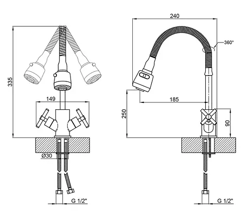 Змішувач для кухні Lidz Wind 013F4, Nickel LDWIN013F4NKS43391 - фото 3