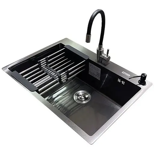 Комплект мийка + змішувач Romzha Arta U-650S Max BL (C) - фото 1