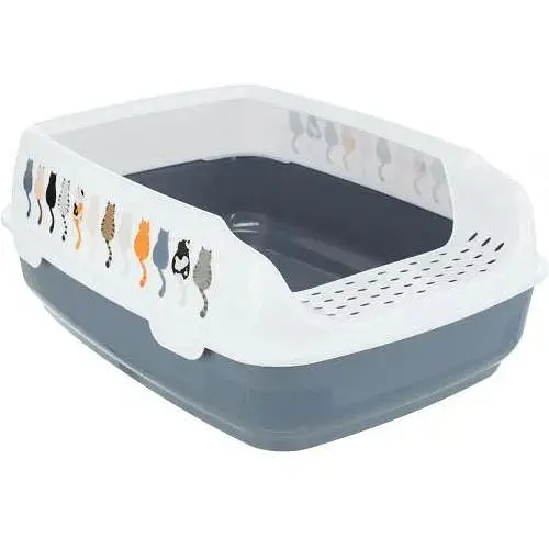 Туалет Trixie Delio для кошек с рамкой серый/белый 38х20х50 см (пластик) - фото 1