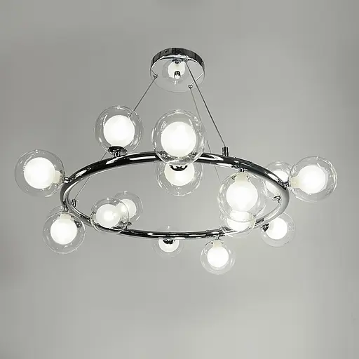 Кольцевая люстра в хромированном корпусе с 15 двойными плафонами Ø 75 см | Ст. SG 48/15 CH+CL | Line F - фото 2