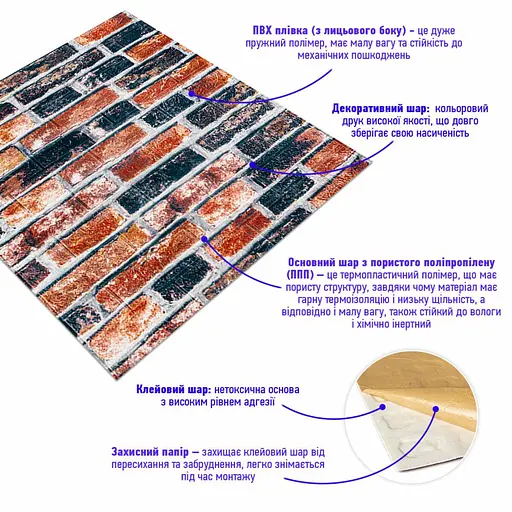 Самоклеющаяся 3D панель 700х770х3мм Катиринославская ценла (48-3) SW-00001165 - фото 2