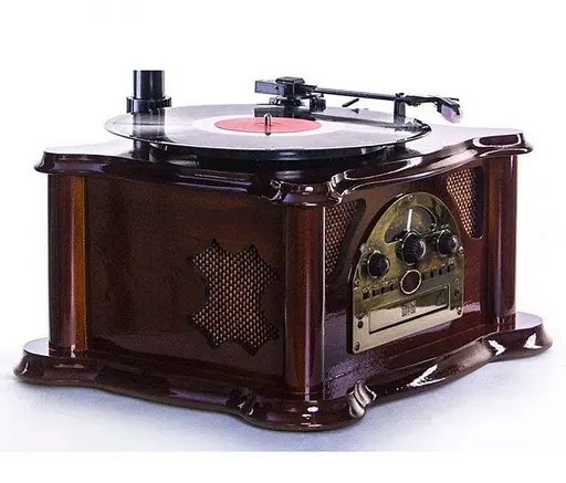 Ретро проигрыватель и радио Daklin Синатра (Винил/FM/MP3/AUX/USB/СD) дерево Вишня (11104-Т06) - фото 4