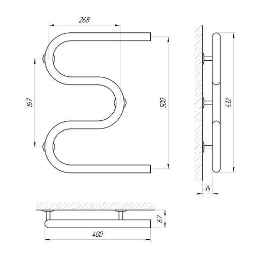 Полотенцесушитель Laris Змеевик 32 РС3 400x500 71207198, Хром - фото 2