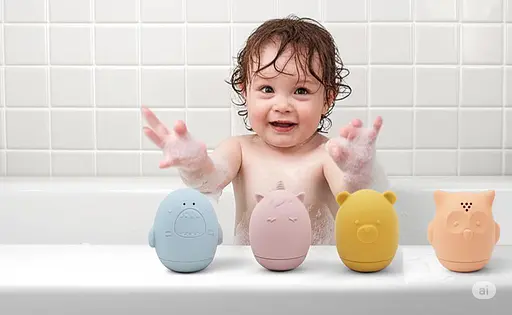 Набор силиконовых игрушек брызгалок Cheeks для купания 4 шт из пищевого силикона многофункциональный - фото 8