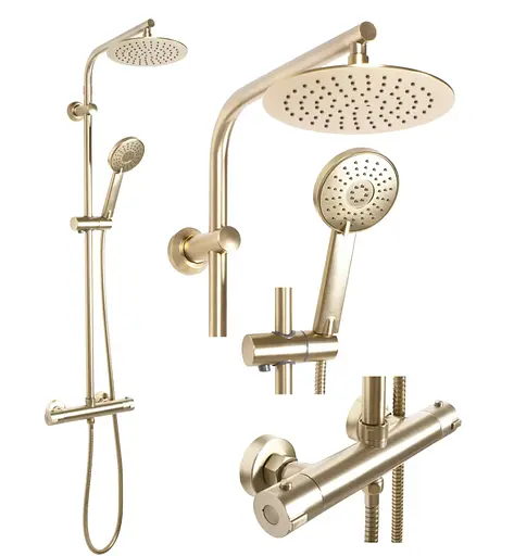 Душова система Rea Bliss brushed gold із термостатом REA-P8413, Золотий - фото 5