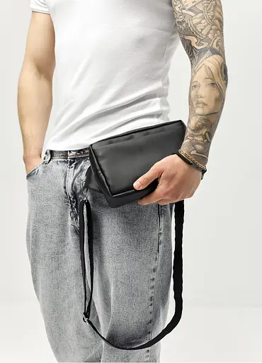 Мужская сумка бананка Sambag Harvi черная 24×16×6 см (88213001m) - фото 4