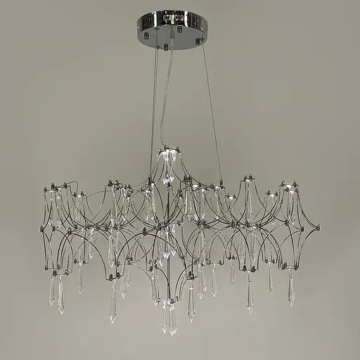 Дизайнерська невагома срібна люстра із кришталем Ø 70 см | Арт. MJ 203-730 CH | Line F - фото 9