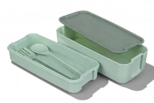 Ланч-бокс эко на 2 яруса с приборами Laprida Delicious lunch 02 Зеленый 750 мл (64-21-1172) - фото 5