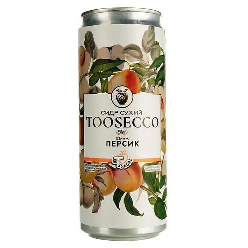 Уценка. Сидр Toosecco Персик обыкновенный газированный сухой 0.33 л ж/б