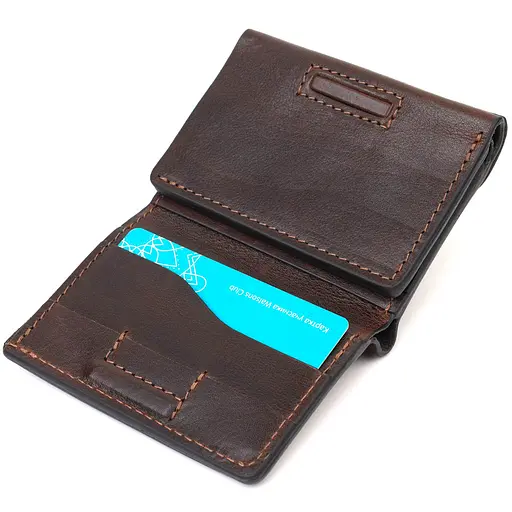 Мужской кожаный кошелек Grande Pelle 8х10х1.5 см acs0025794 - фото 3