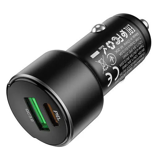 Адаптер автомобильный HOCO Light road dual port digital display car charger Z42 - фото 3